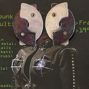 Marjorie Baer Silver Plated Brass Handmade Industrial Earrings